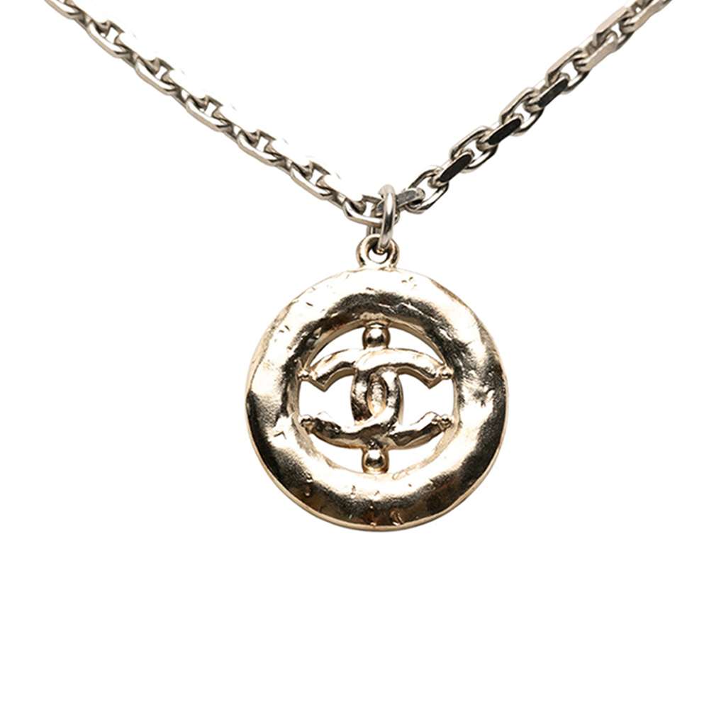 Chanel CC Silver Plated and Gold Plated Faux Pearl Rhinestone Pendant Necklace - 3
