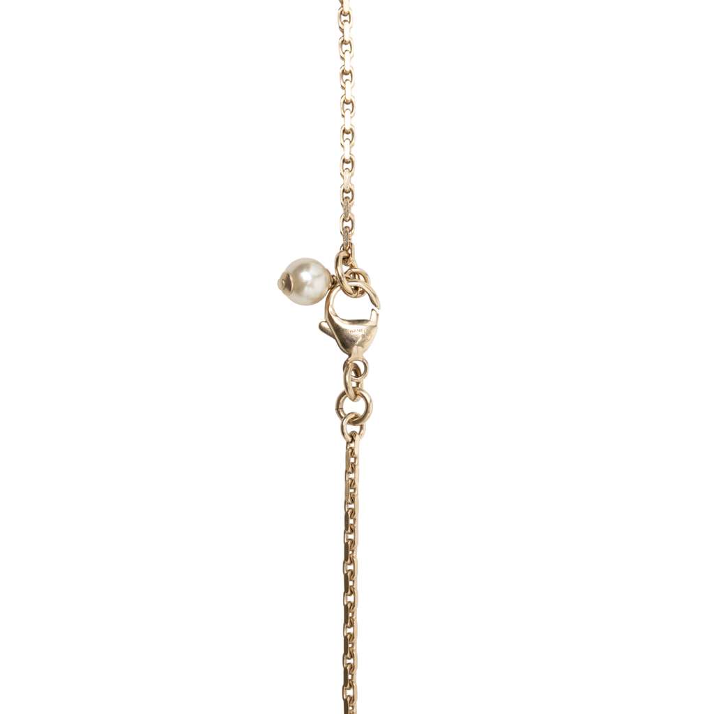 Chanel CC Silver Plated and Gold Plated Faux Pearl Rhinestone Pendant Necklace - 4