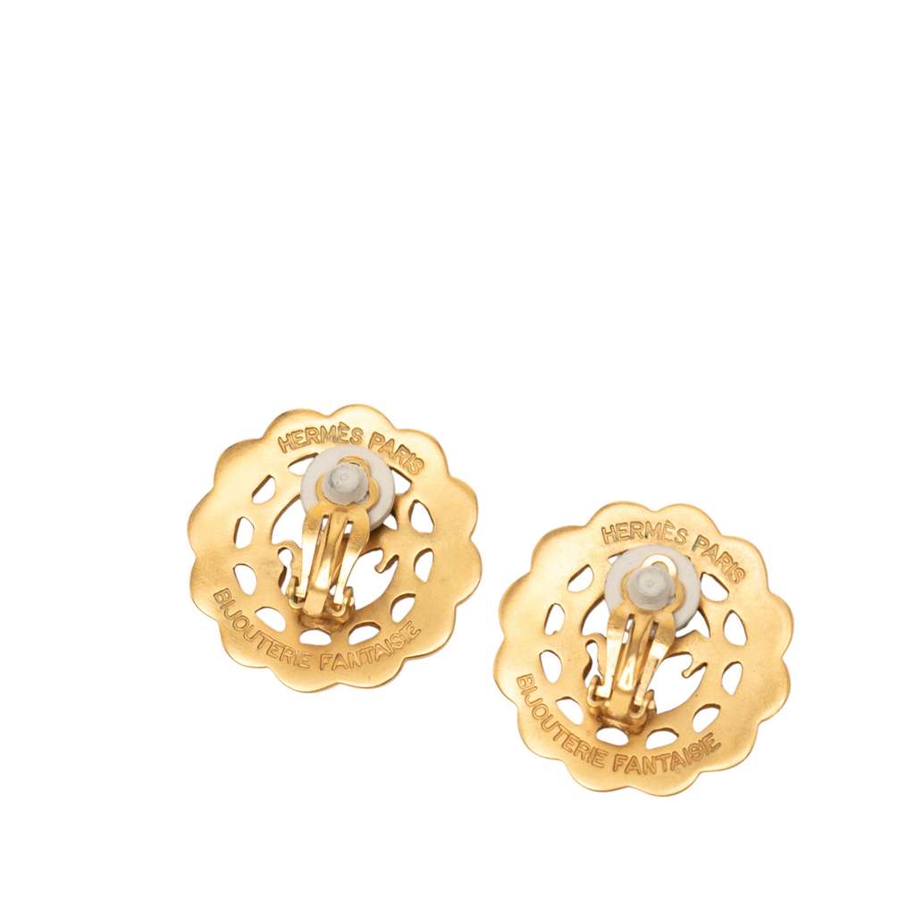 Hermès Gold Plated Bijouterie Fantaisie Horse Clip On Earrings - 2