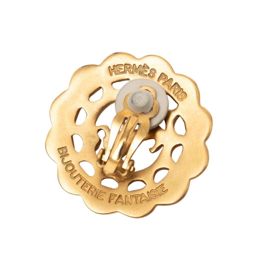 Hermès Gold Plated Bijouterie Fantaisie Horse Clip On Earrings - 3