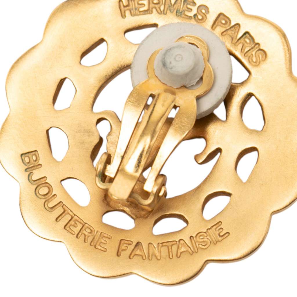 Hermès Gold Plated Bijouterie Fantaisie Horse Clip On Earrings - 4