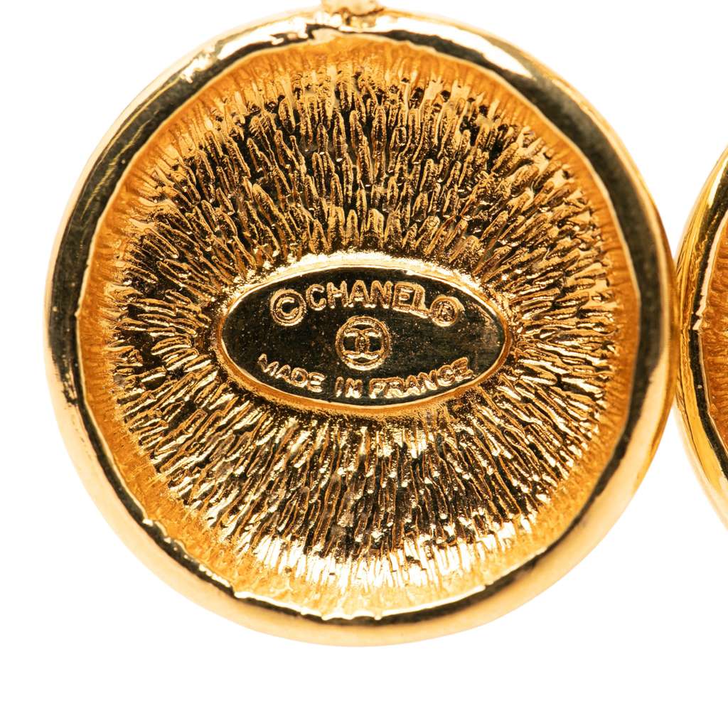 Chanel CC Gold Plated Medallion Drop Clip on Earrings - 3