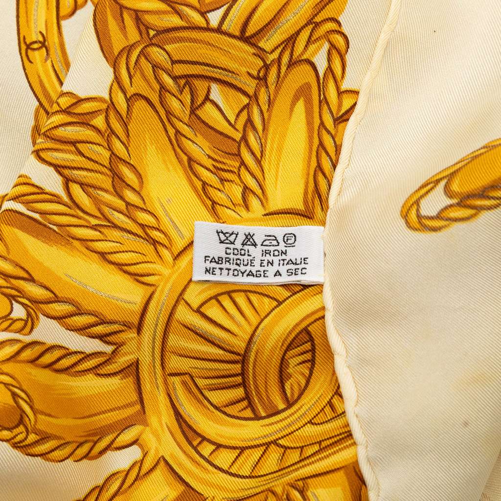 Chanel CC Gold Chain and Sunburst Print Silk Scarf - 2