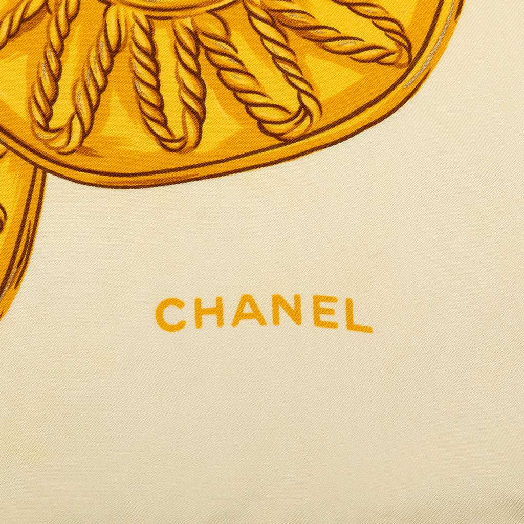 Chanel CC Gold Chain and Sunburst Print Silk Scarf - 4