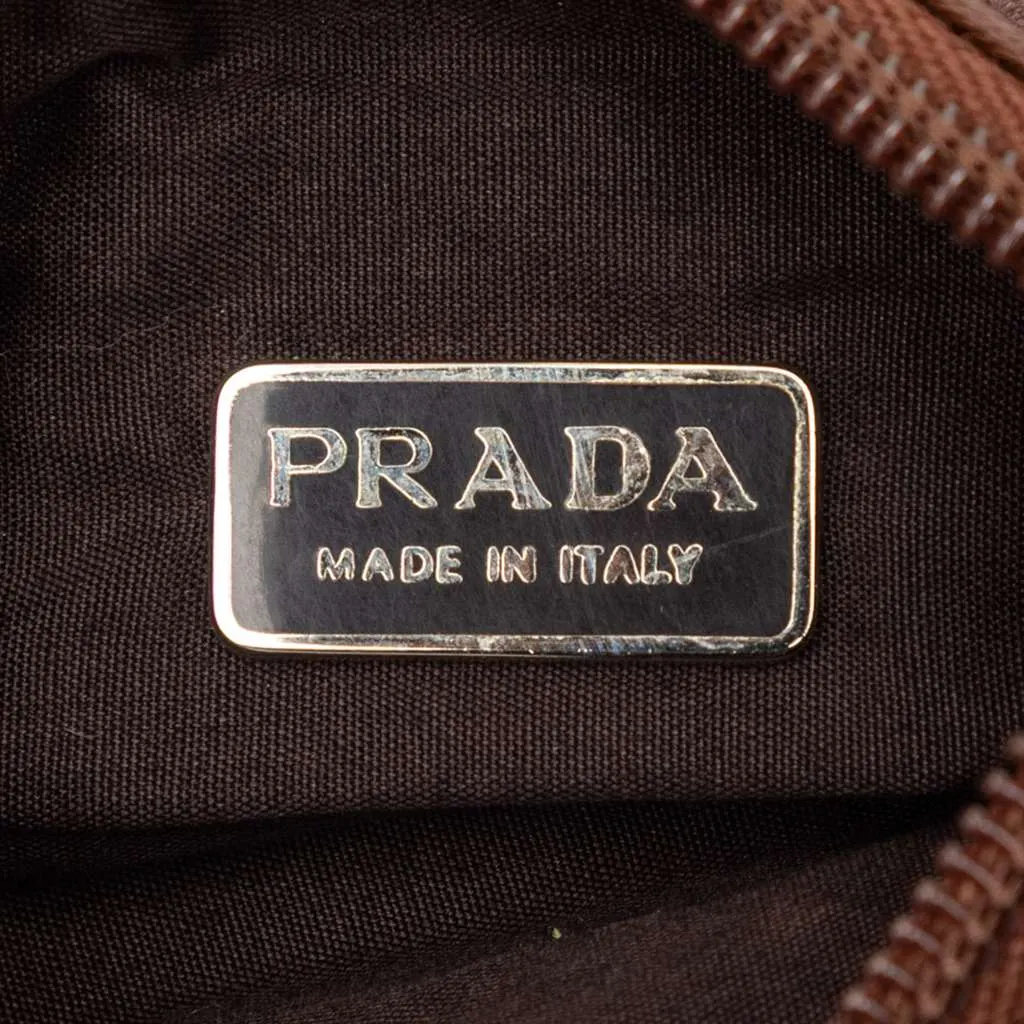 Prada Mini Leather Lattice Tote Brown Leather Good - Box View