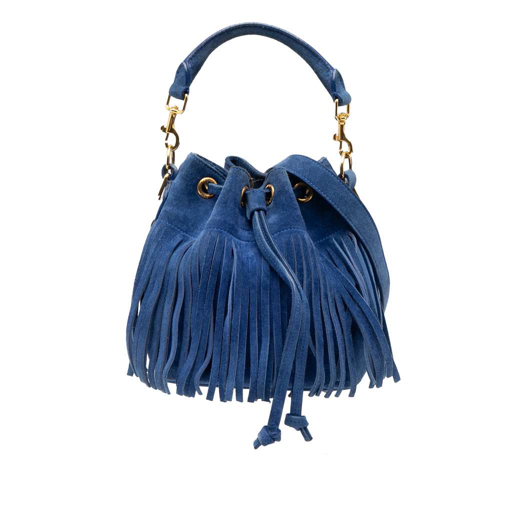Saint Laurent Small Suede Emmanuelle Fringe Bucket Bag