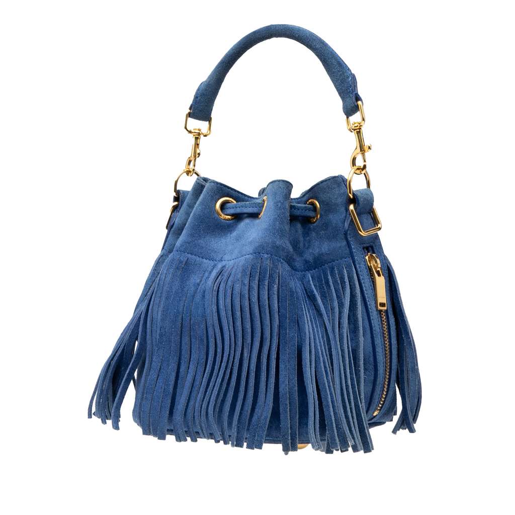 Saint Laurent Small Suede Emmanuelle Fringe Bucket Bag - 2