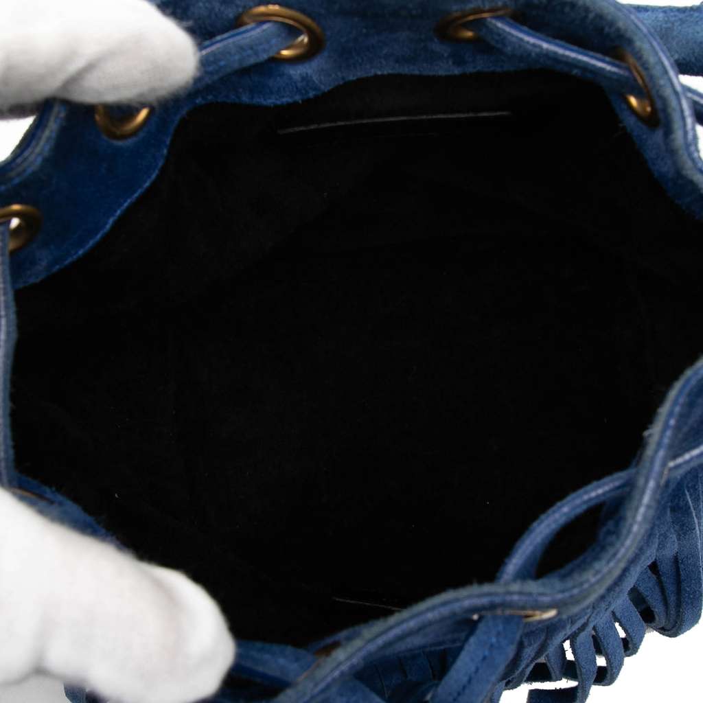 Saint Laurent Small Suede Emmanuelle Fringe Bucket Bag - 4