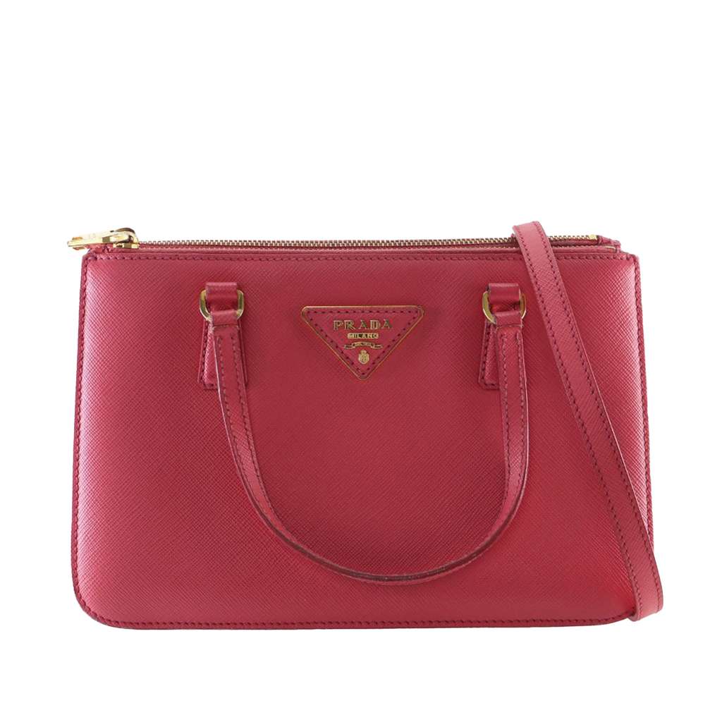 Prada Mini Saffiano Lux Galleria Double Zip Satchel