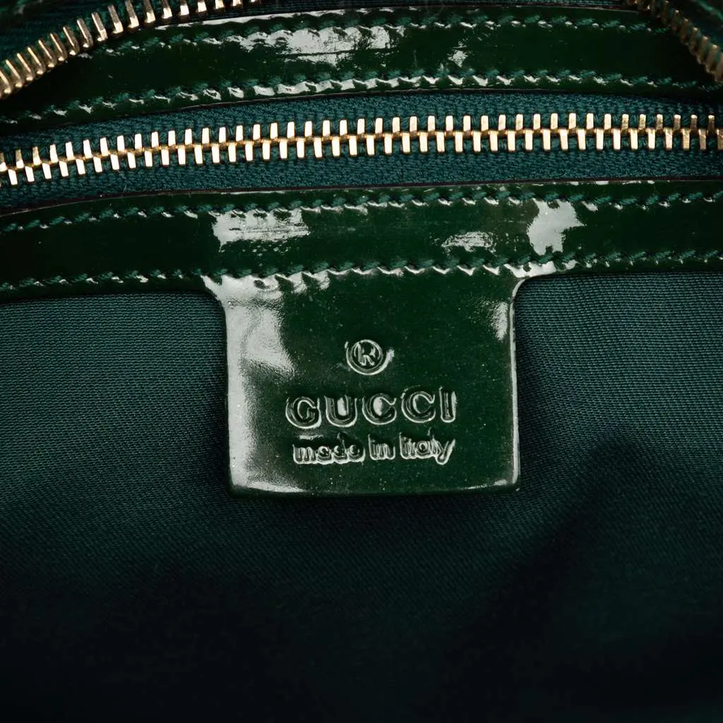 Gucci Patent Horsebit Glam Shoulder Bag Green Leather Good - Box View