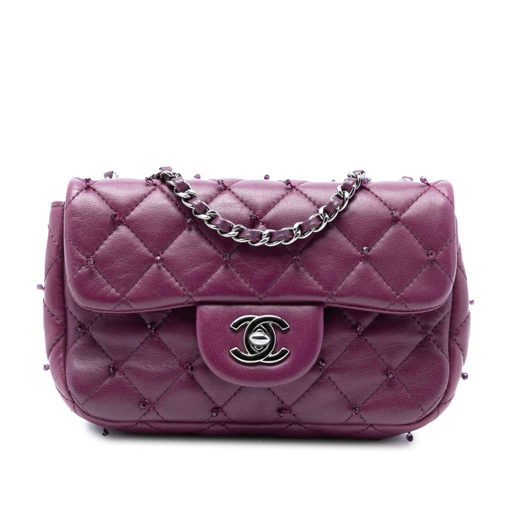 Chanel Extra Mini Rectangular Lambskin Beaded Single Flap