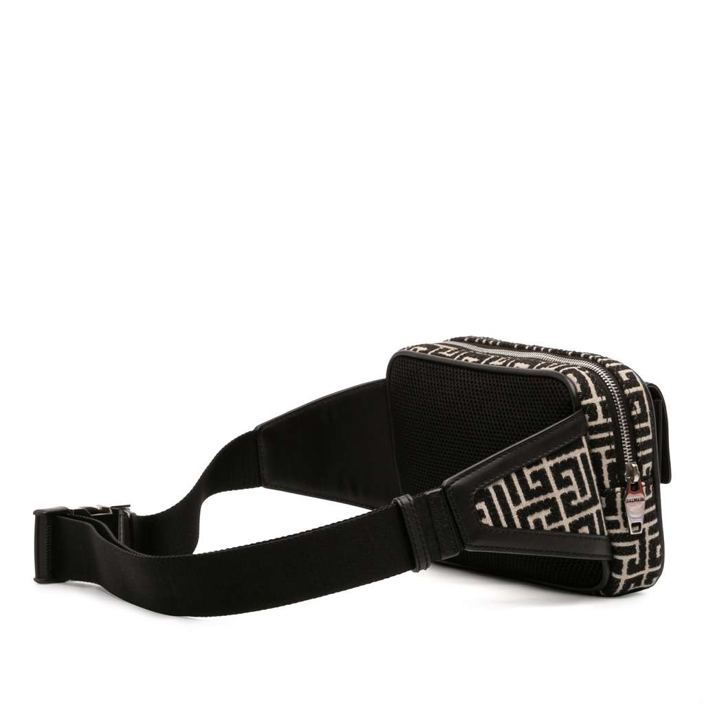 Balmain Monogram Leather Trimmed Jacquard Belt Bag - 2