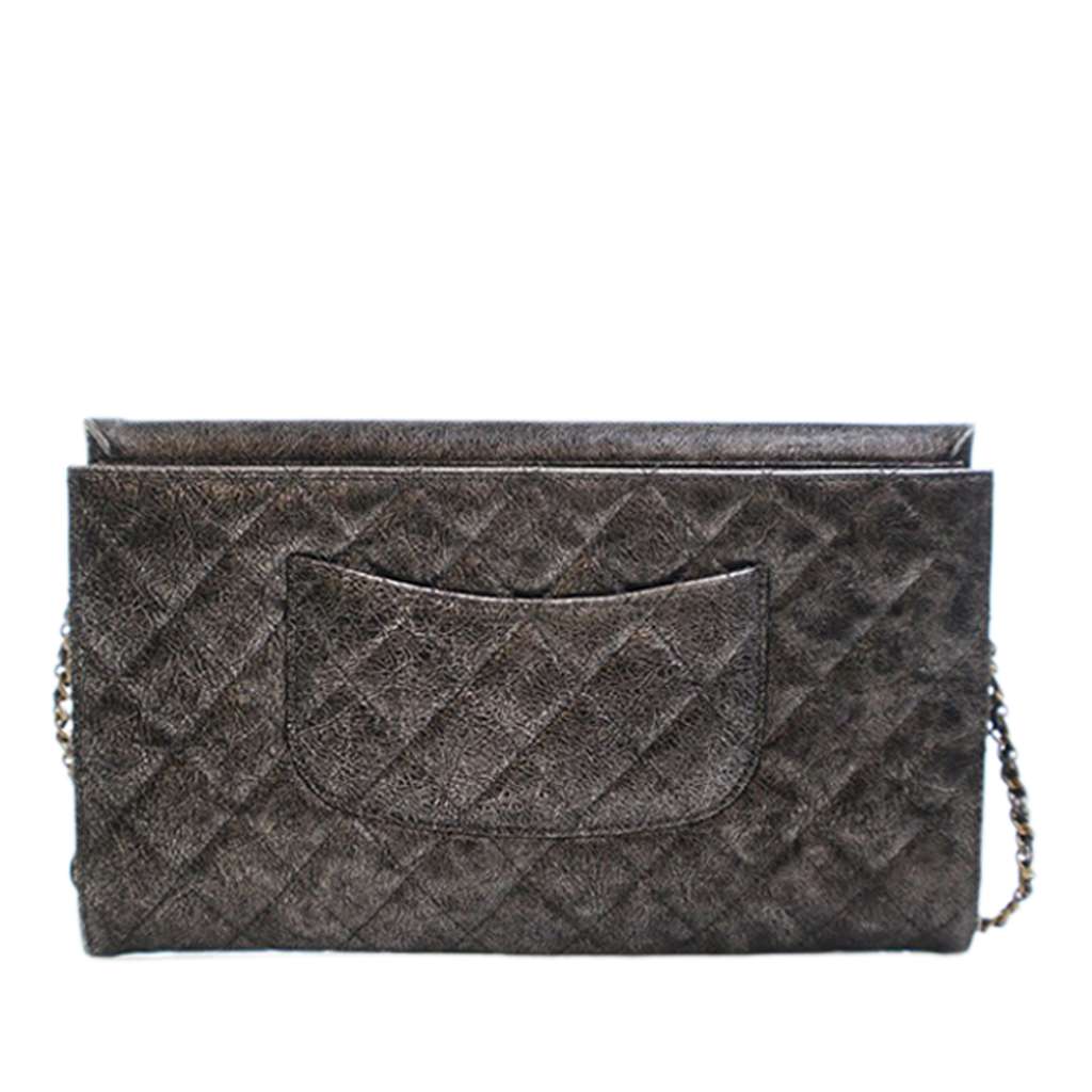 Chanel Cracked Metallic Calfskin Zip Away Chain Clutch - 4