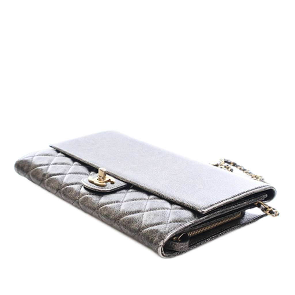 Chanel Cracked Metallic Calfskin Zip Away Chain Clutch - 5