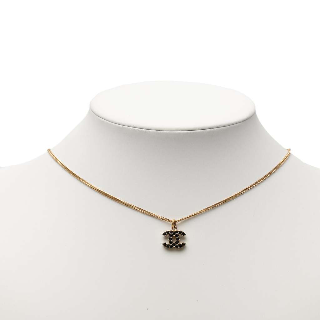 Chanel Gold Plated CC Crystals Pendant Necklace - 4