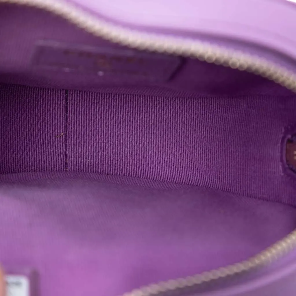 Chanel Mini Lambskin CC in Love Heart Crossbody Purple Leather Good - Model View
