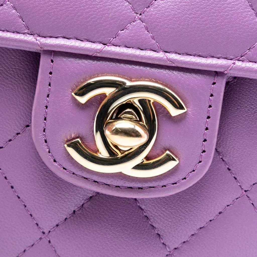 Chanel Mini Lambskin CC in Love Heart Crossbody Purple Leather Good - Box View