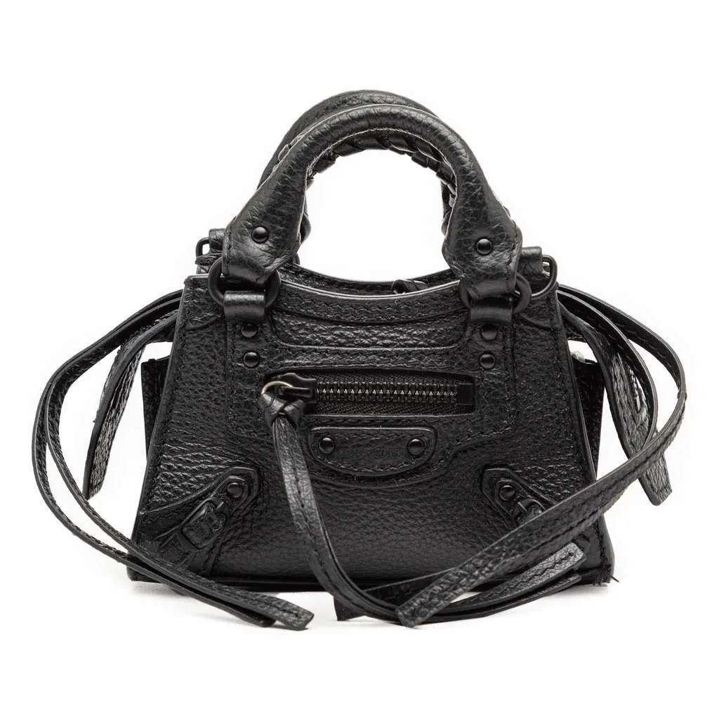 Balenciaga Super Nano Grained Calfskin Neo Classic City Satchel Black Leather Very good - Front View