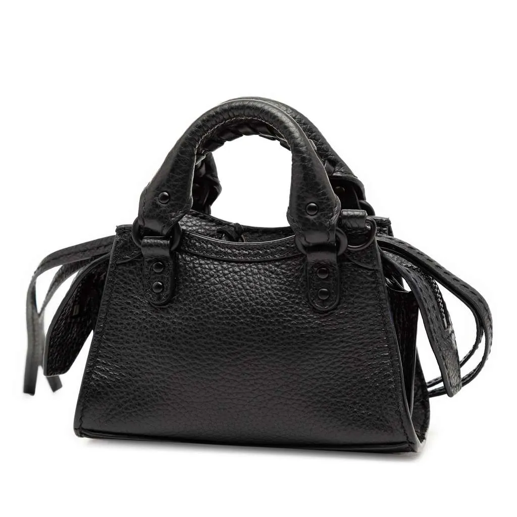 Balenciaga Super Nano Grained Calfskin Neo Classic City Satchel Black Leather Very good - Back View