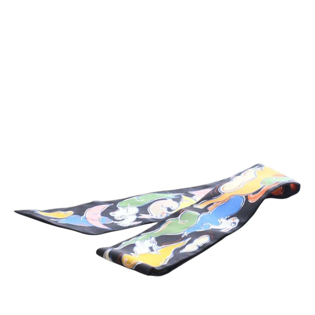 Hermès Mille Et Un Lapins Silk Twilly Scarf