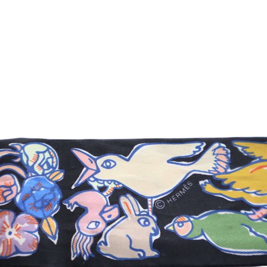 Hermès Mille Et Un Lapins Silk Twilly Scarf - 3