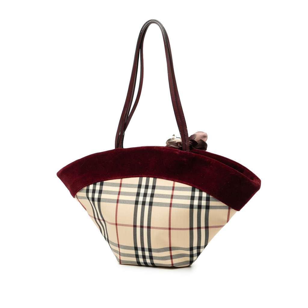Burberry Velvet Trimmed House Check Canvas Tote - 2