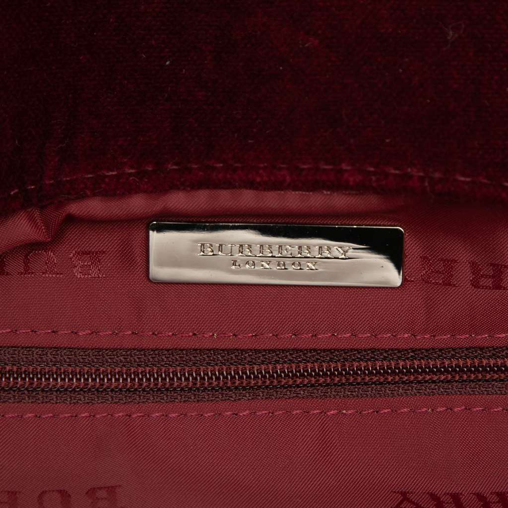 Burberry Velvet Trimmed House Check Canvas Tote - 5