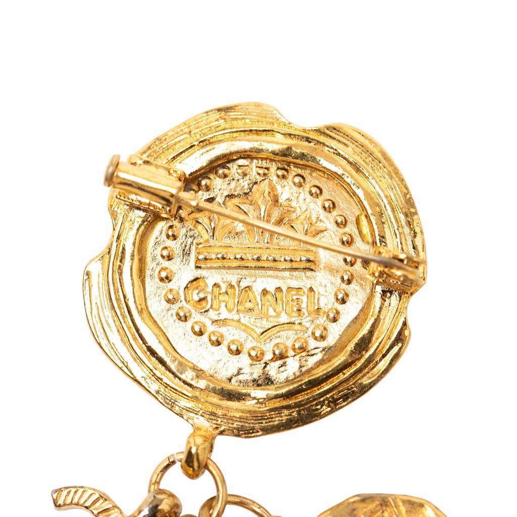 Chanel CC Gold Plated Coin Charm Brooch - 3