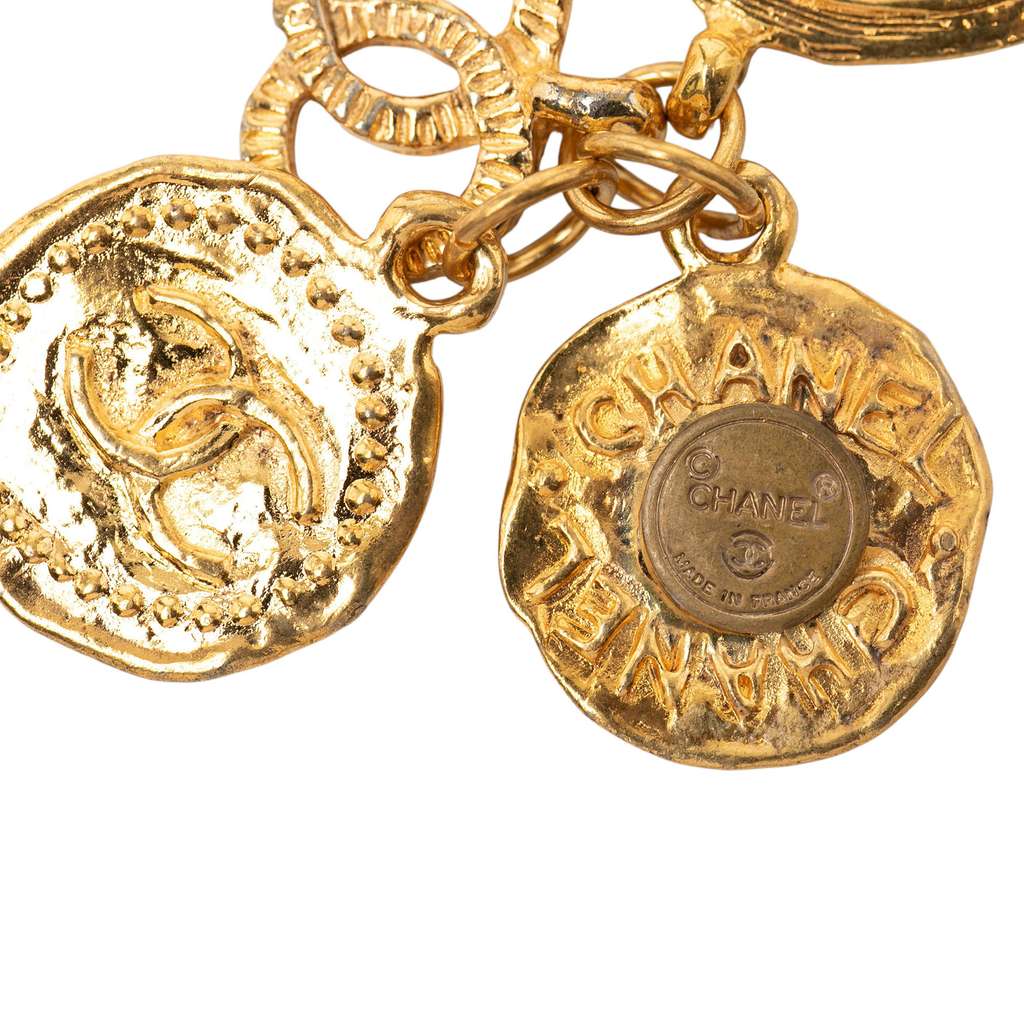 Chanel CC Gold Plated Coin Charm Brooch - 4