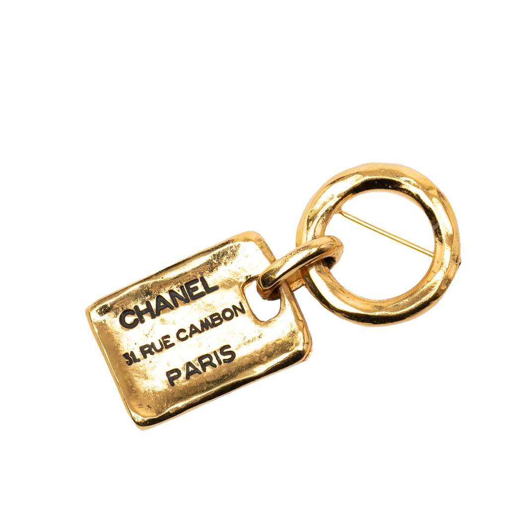 Chanel Gold Plated Rue Cambon Tag Brooch