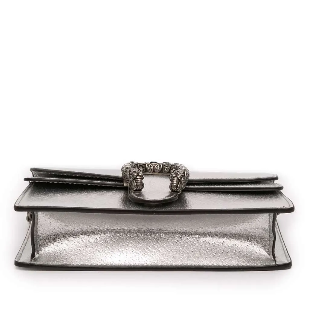 Gucci Mini Leather Dionysus Crossbody Silver Leather Good - Inside View