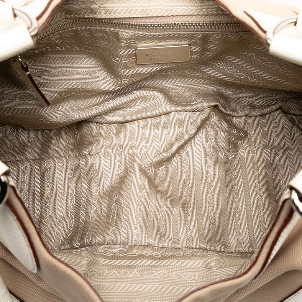 Prada Cinghiale Trimmed Canvas Canapa Moon Shoulder Bag - 4