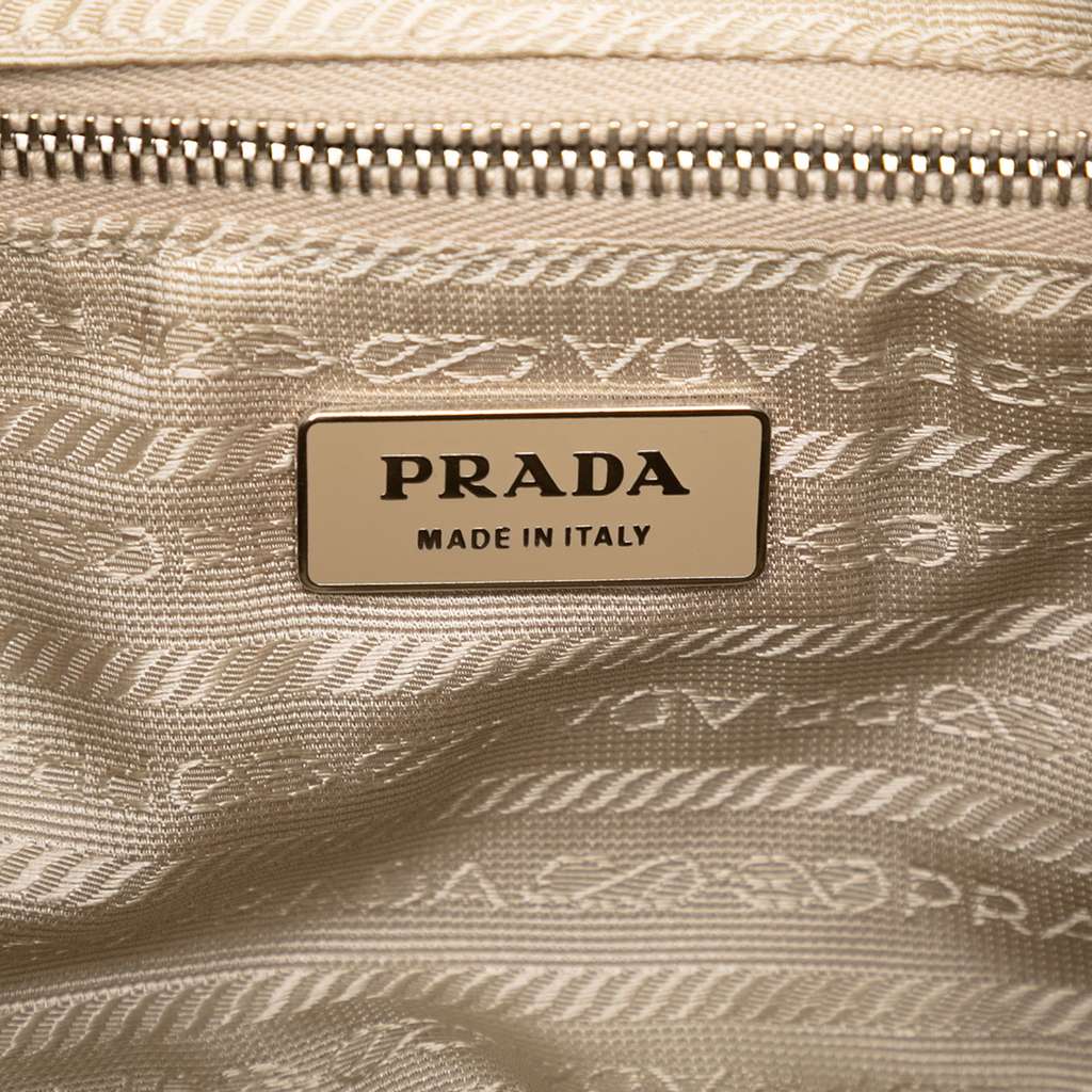 Prada Cinghiale Trimmed Canvas Canapa Moon Shoulder Bag - 5