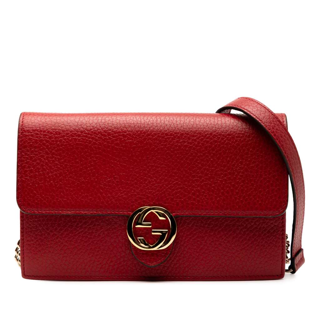 Gucci Leather Interlocking G Dollar Wallet on Chain