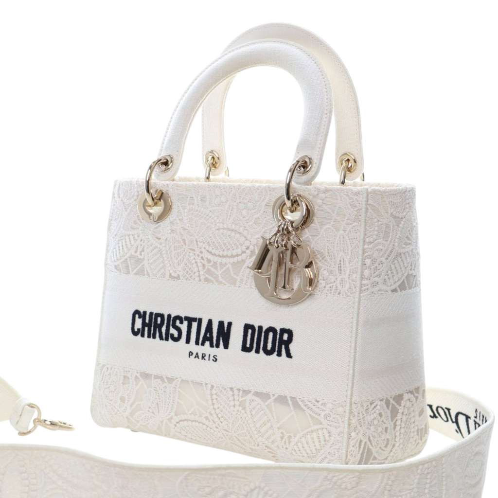 Dior Medium Embroidered Lace 3D Macrame Lady D Lite - 3