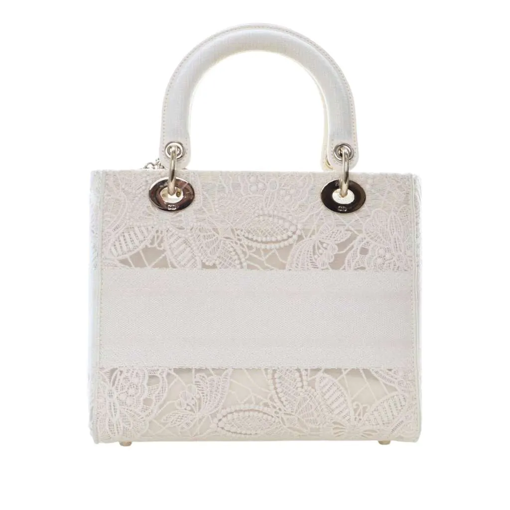 Dior Medium Embroidered Lace 3D Macrame Lady D Lite White Good - Model View