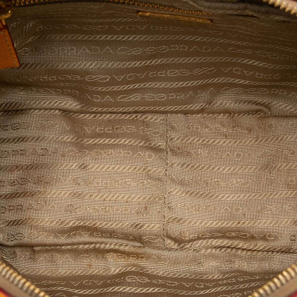 Prada Small Saffiano Trimmed Canvas Grommet Bauletto Bag - 4