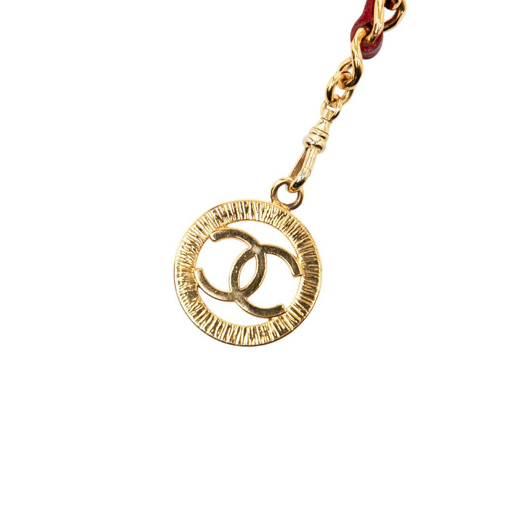 Chanel Gold Plated Leather Woven Medallion Chain Belt - 2