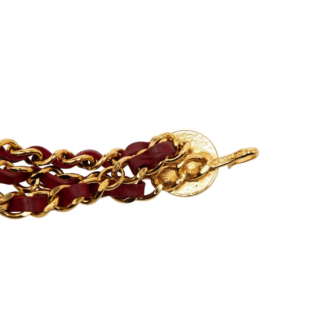 Chanel Gold Plated Leather Woven Medallion Chain Belt - 3