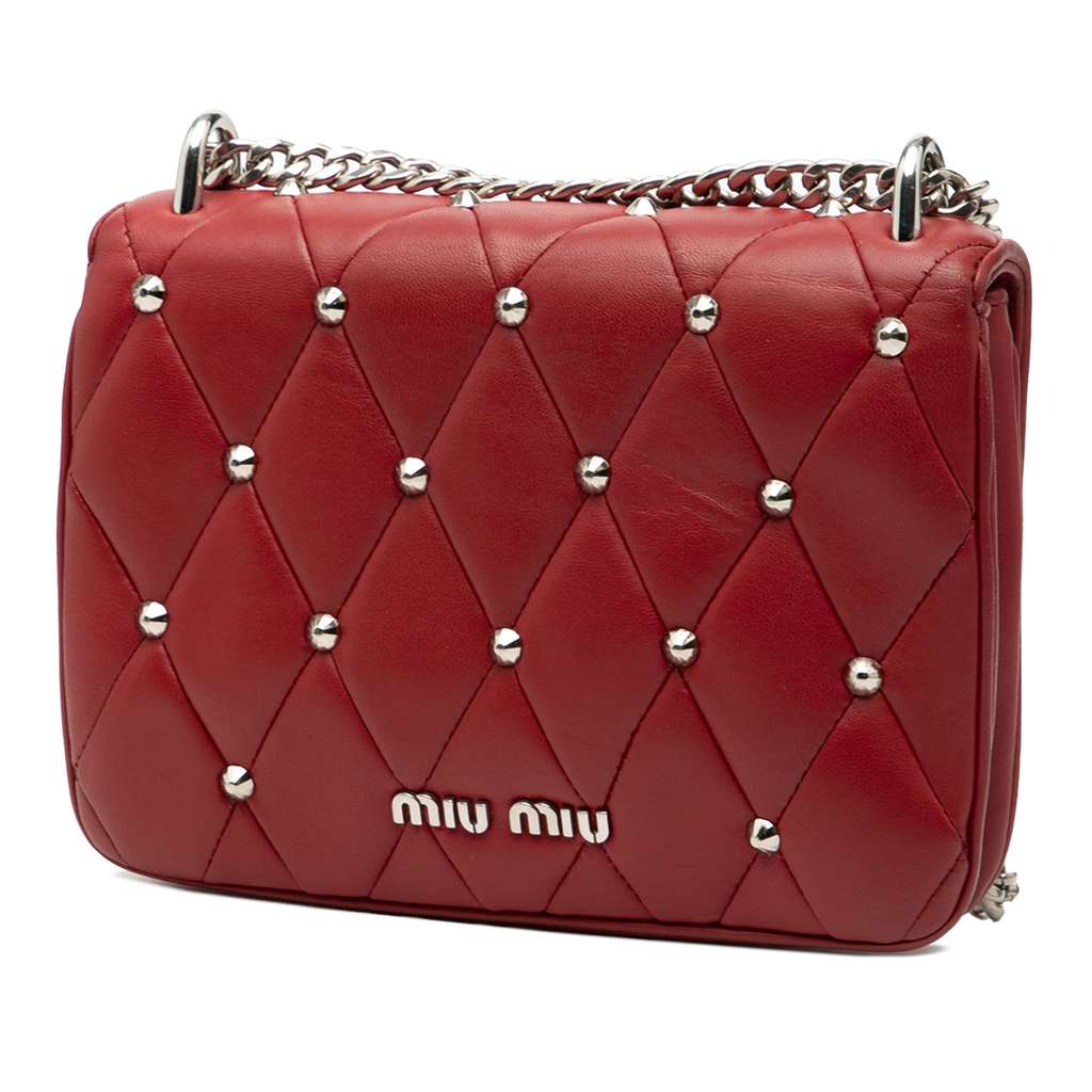 Miu Miu Studded Matelasse Leather Crossbody - 2