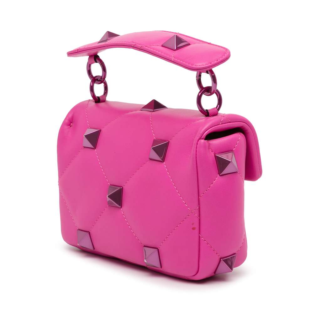 Valentino Small Nappa Lacquer Monochrome Roman Stud Satchel - 2