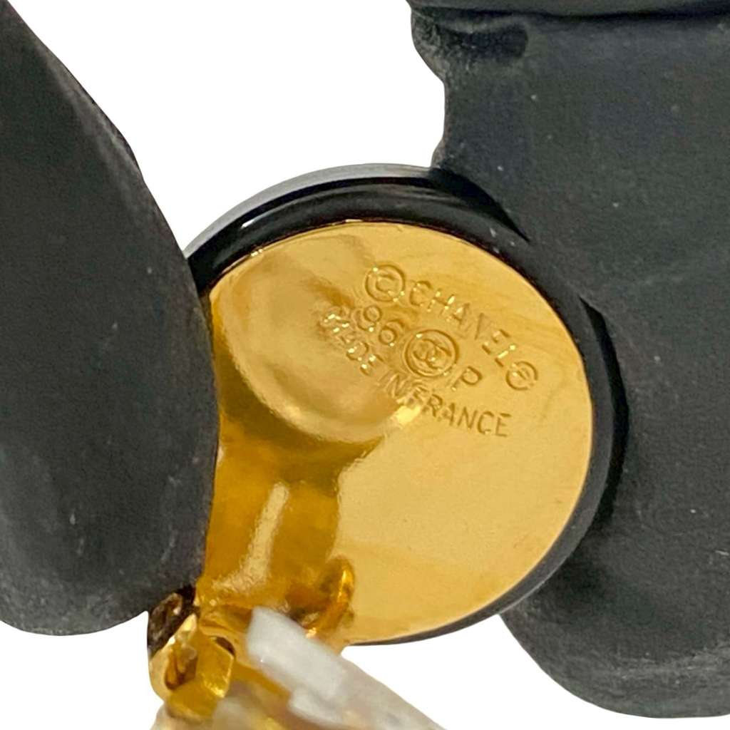 Chanel CC Gold Plated Faux Pearl and Resin Drop Earrings - 5