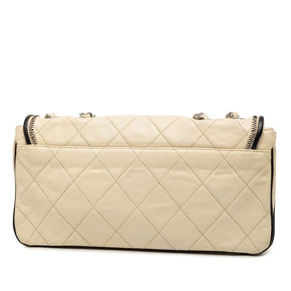 Chanel Reissue 2.55 Quilted Aged Lambskin East/West Flap Brown Leather Very good - Back View