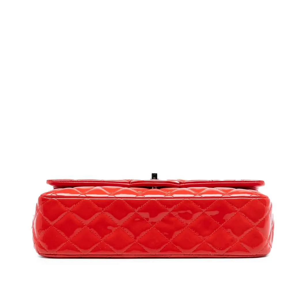Chanel Medium Classic Patent Double Flap Red Leather Good - Inside View