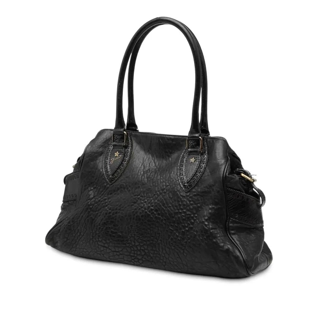 Fendi Leather Etniko Du Jour Handbag Black Leather Very good - Back View