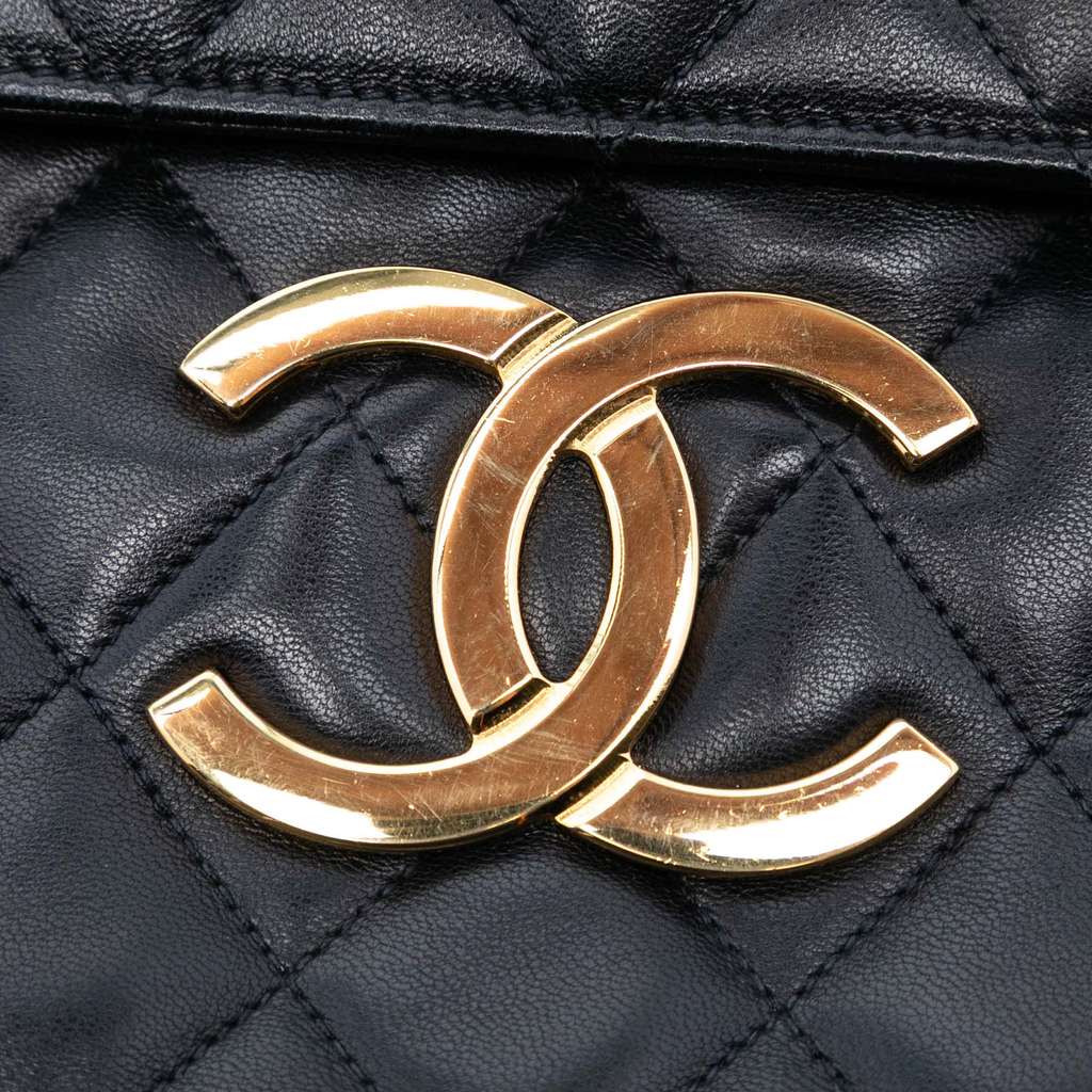 Chanel Maxi XL Quilted Lambskin Clutch with Chain - 5