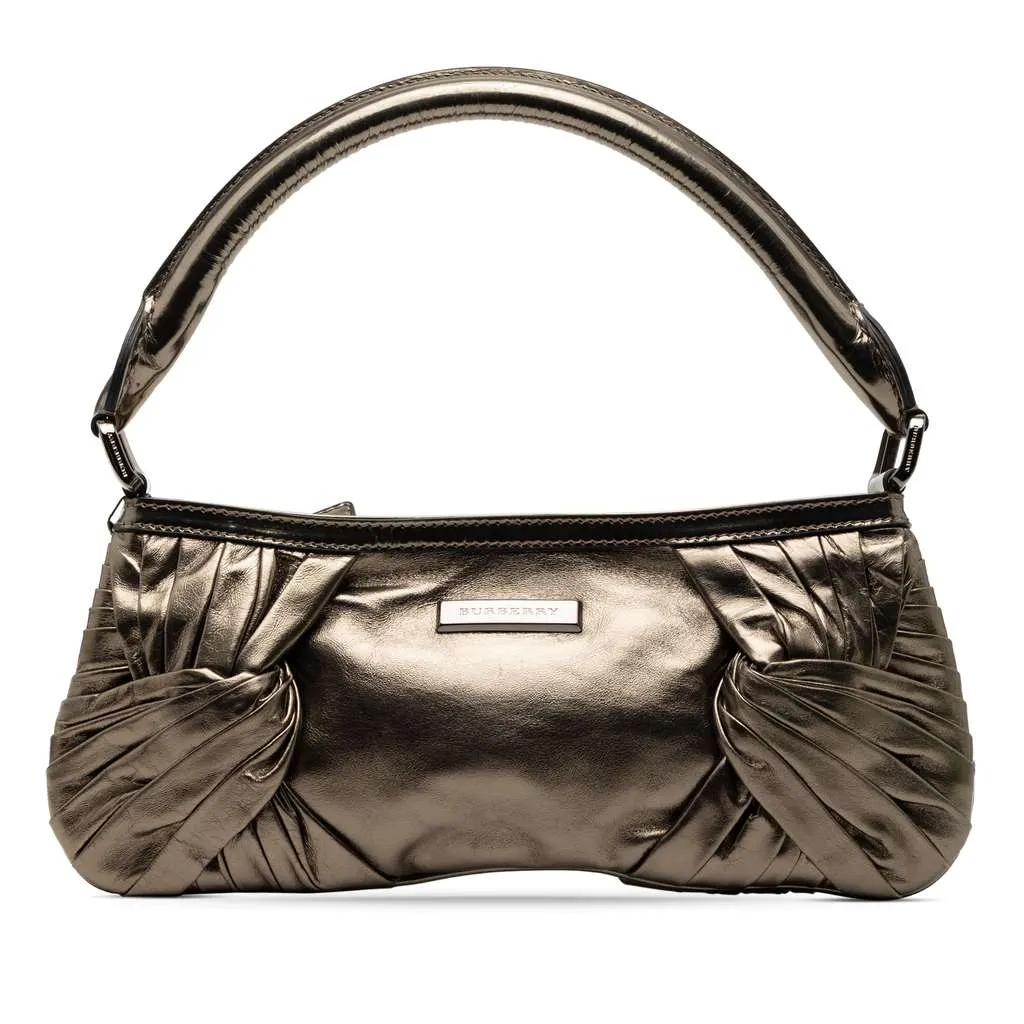 Burberry Metallic Leather Sling Knot Shoulder Bag Brown Leather Good - Front View