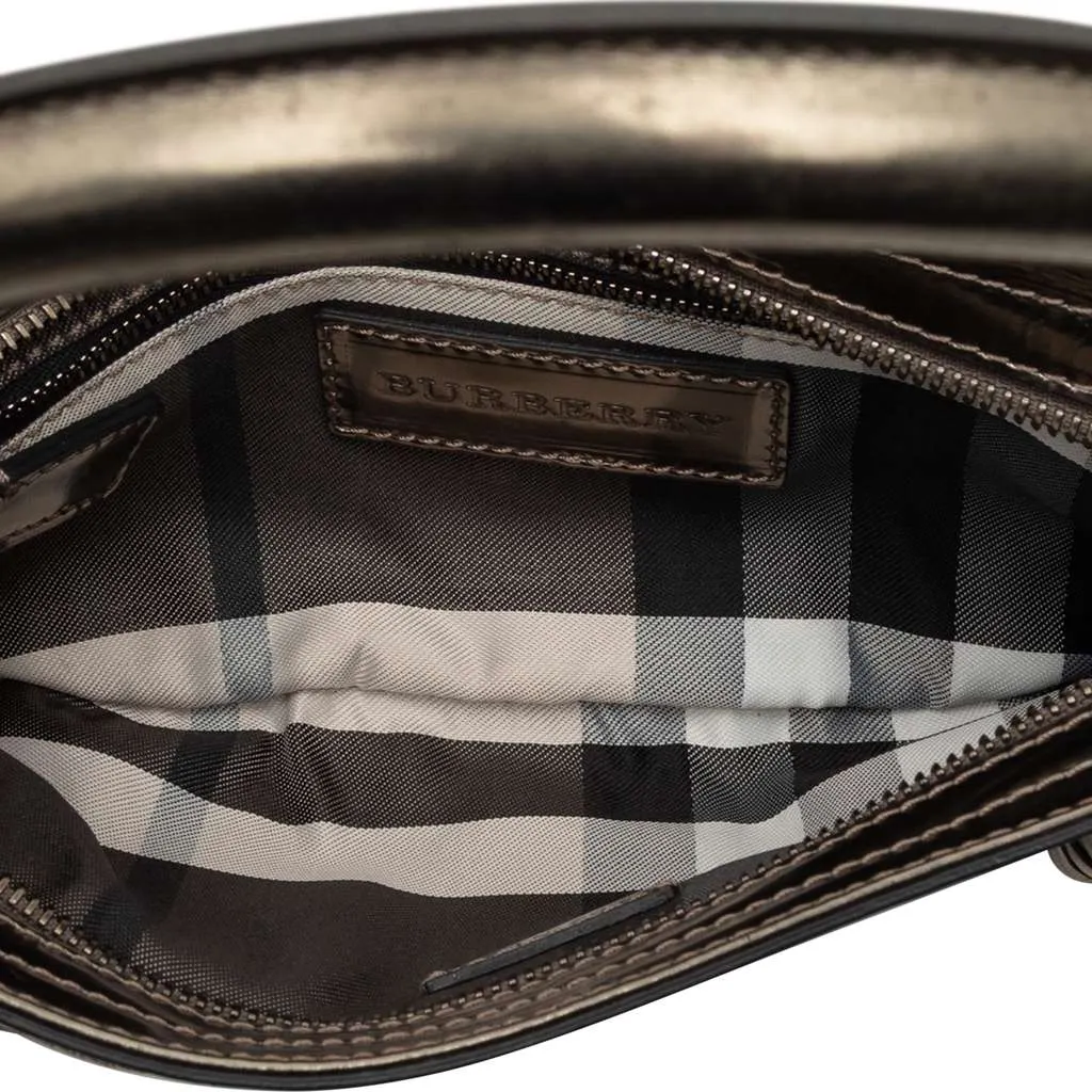Burberry Metallic Leather Sling Knot Shoulder Bag Brown Leather Good - Model View