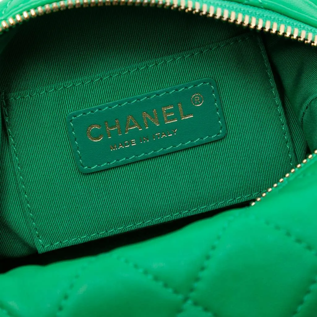 Chanel Small Quilted Lambskin Perfect Meeting Hobo Green Leather Very good - Box View