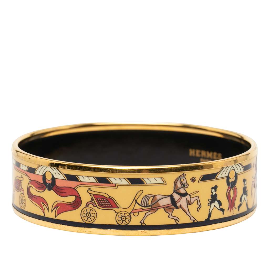 Hermès Wide Enamel Horse Carriage Bangle 65 - 2
